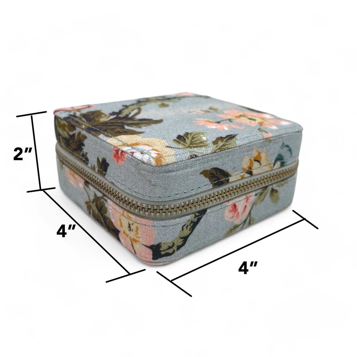 AMOUR DUCK EGG Vintage Rose print, Square box, with 2 pouches