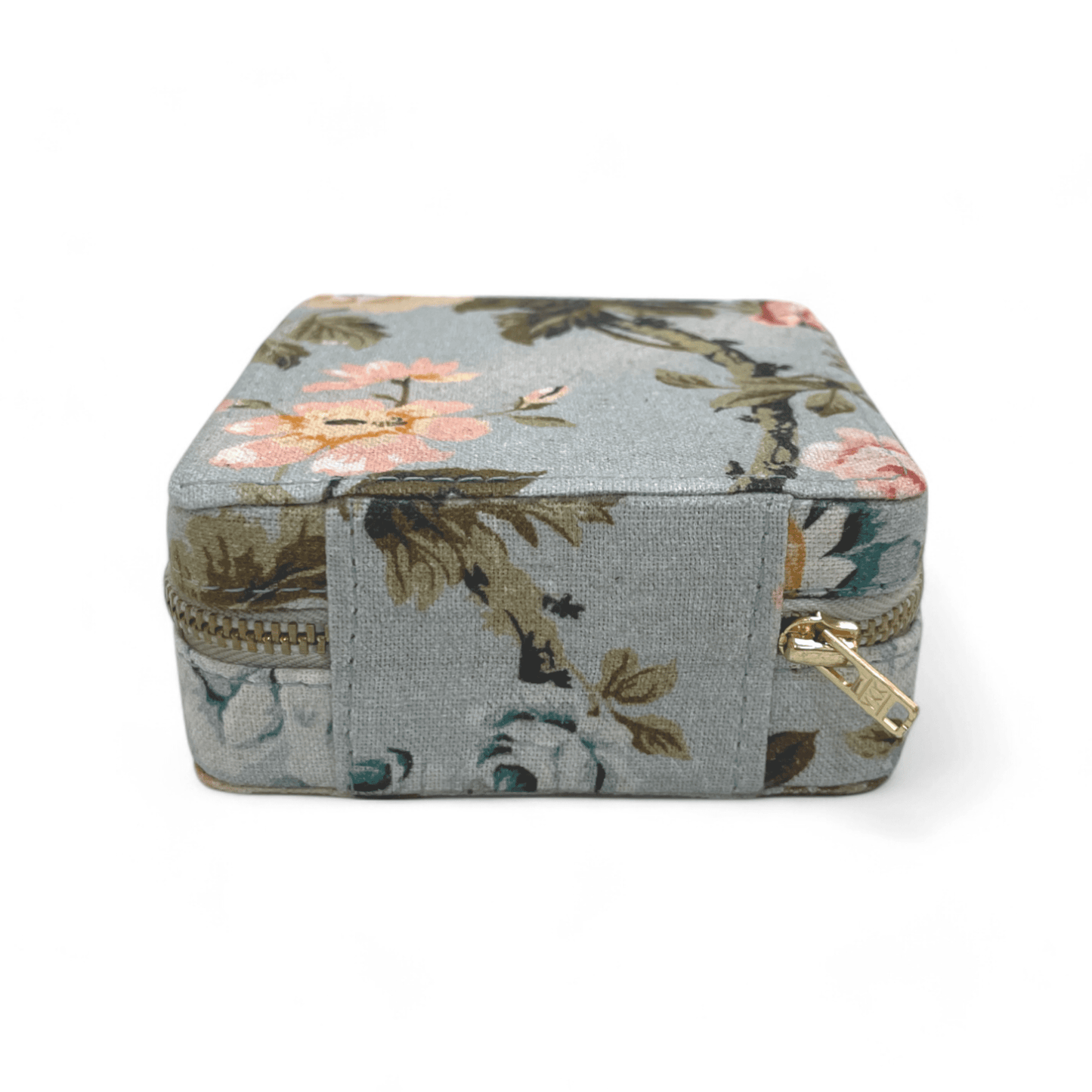 AMOUR DUCK EGG Vintage Rose print, Square box, with 2 pouches