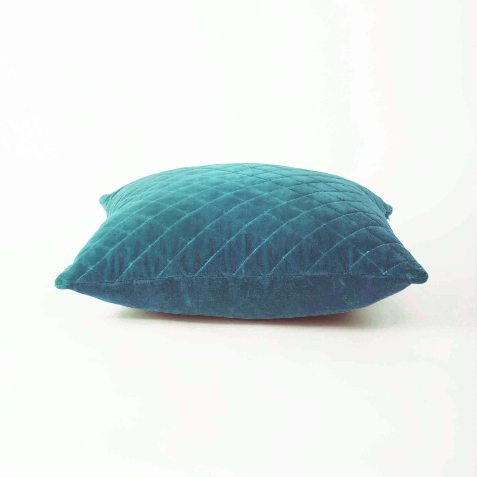 DARK TURQUOISE Quilted velvet pillow cover, solid colour throw pillow, colours and sizes available
