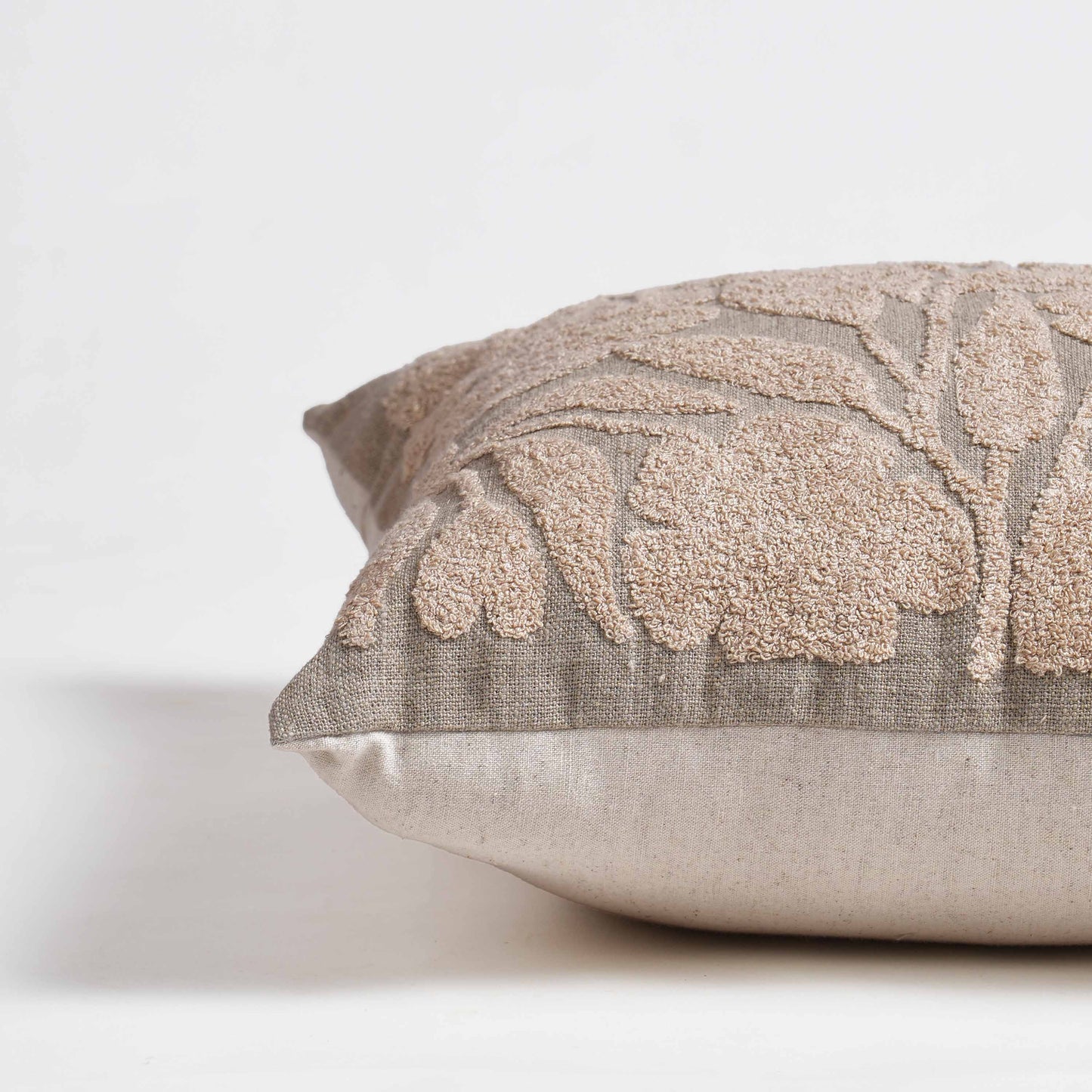 PURE ELEMENTS - Pure Linen Pillow Cover with Scandinavian Floral Aari Embroidery – 18x18