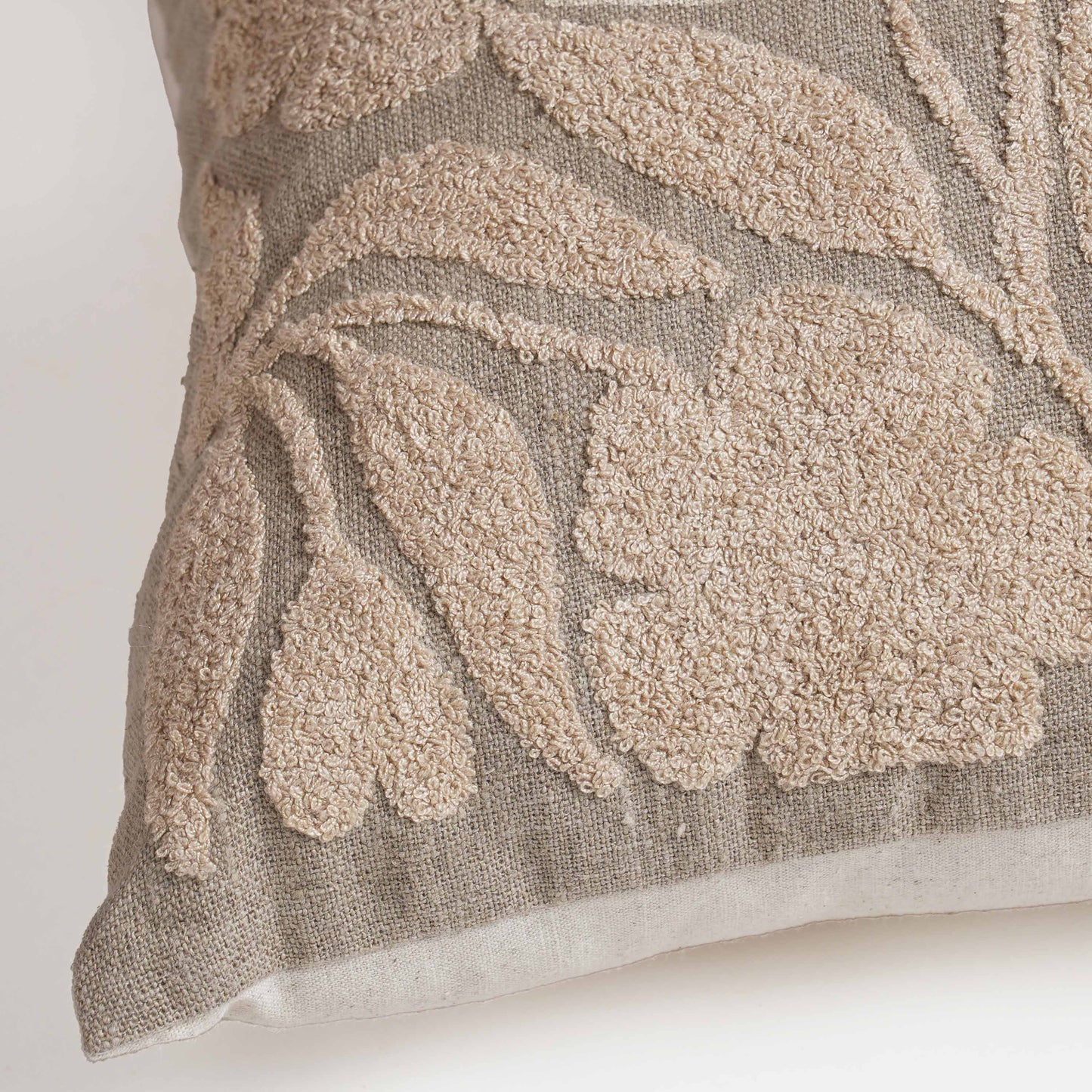 PURE ELEMENTS - Pure Linen Pillow Cover with Scandinavian Floral Aari Embroidery – 18x18
