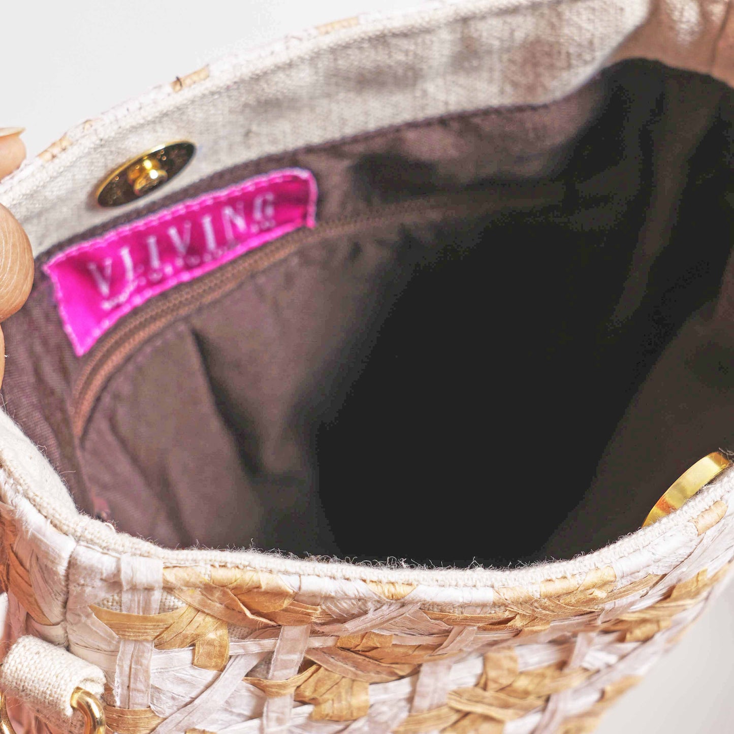 Faux Raffia Sling Bag - Hand-Interlaced, Diamond Pattern – 8x10 Inches | Crossbody with leather strap
