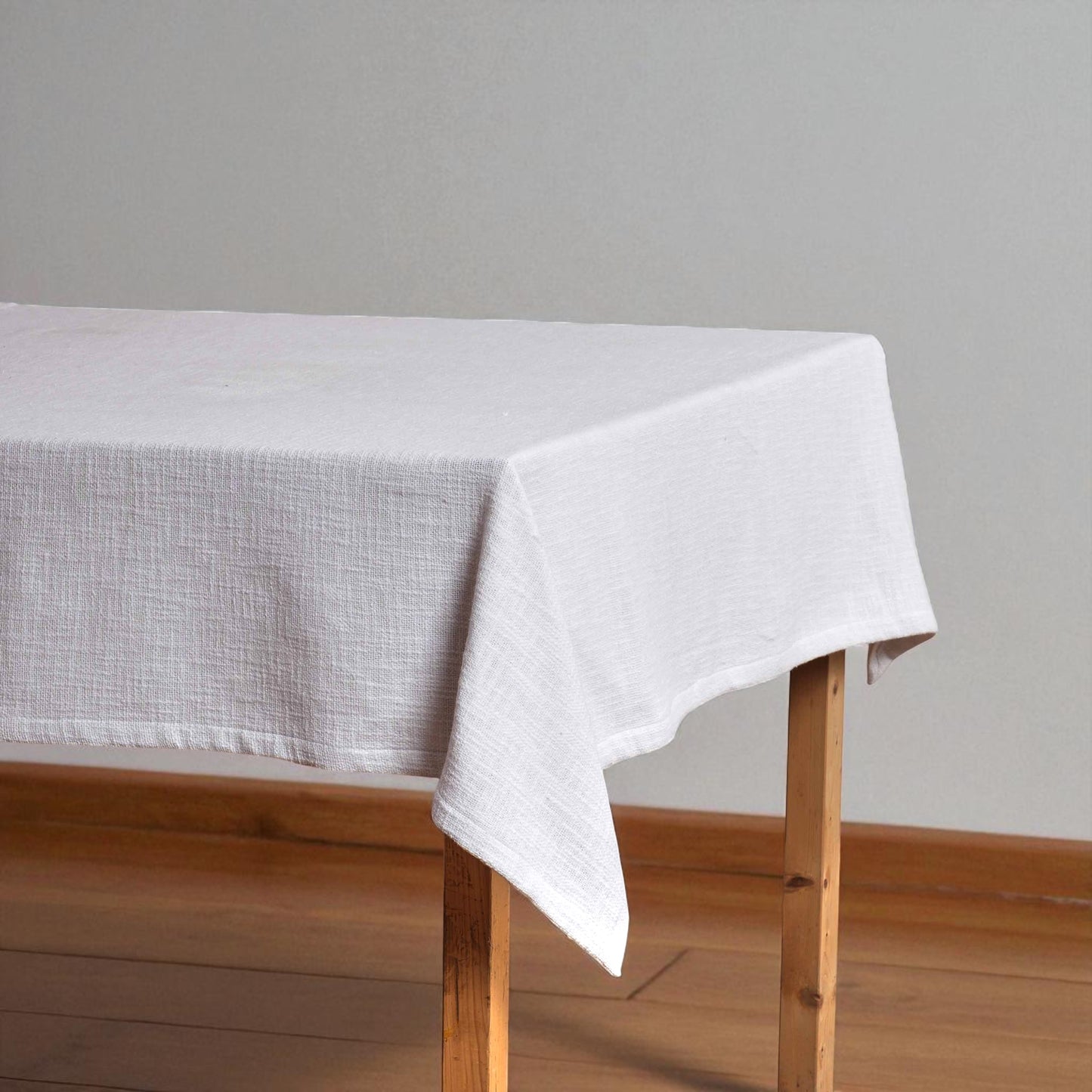 PURE ELEMENTS - Pure Slub Cotton White Table Cloth – Textured Finish | 2 Sizes