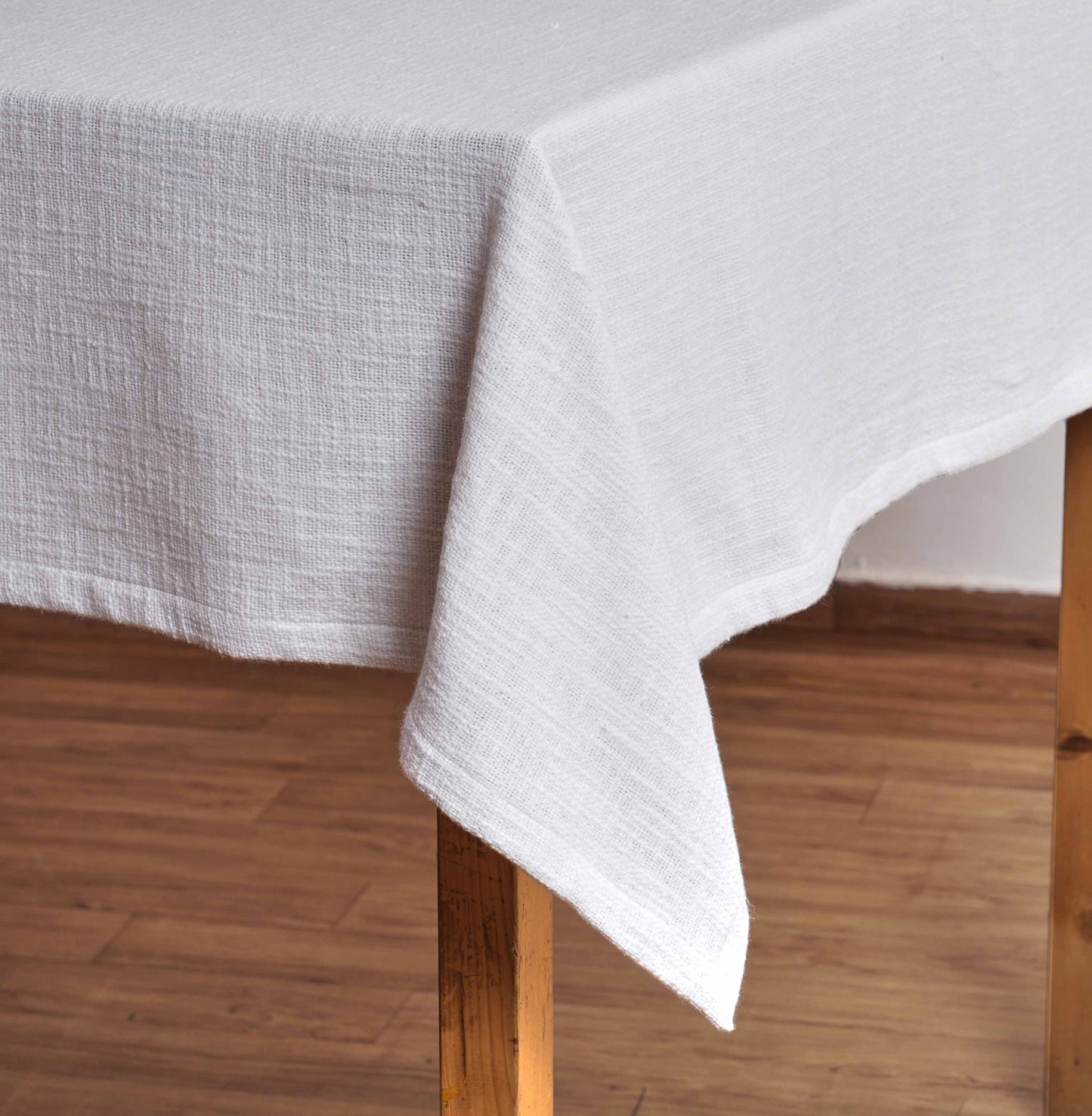 PURE ELEMENTS - Pure Slub Cotton White Table Cloth – Textured Finish | 2 Sizes