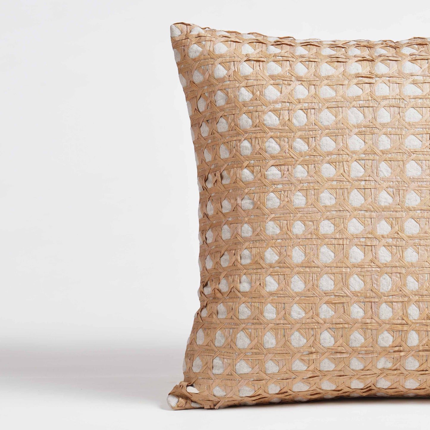 PURE ELEMENTS - Luxury Hand-Interlaced Faux Raffia Pillow Cover – 18x18 inches - monotone