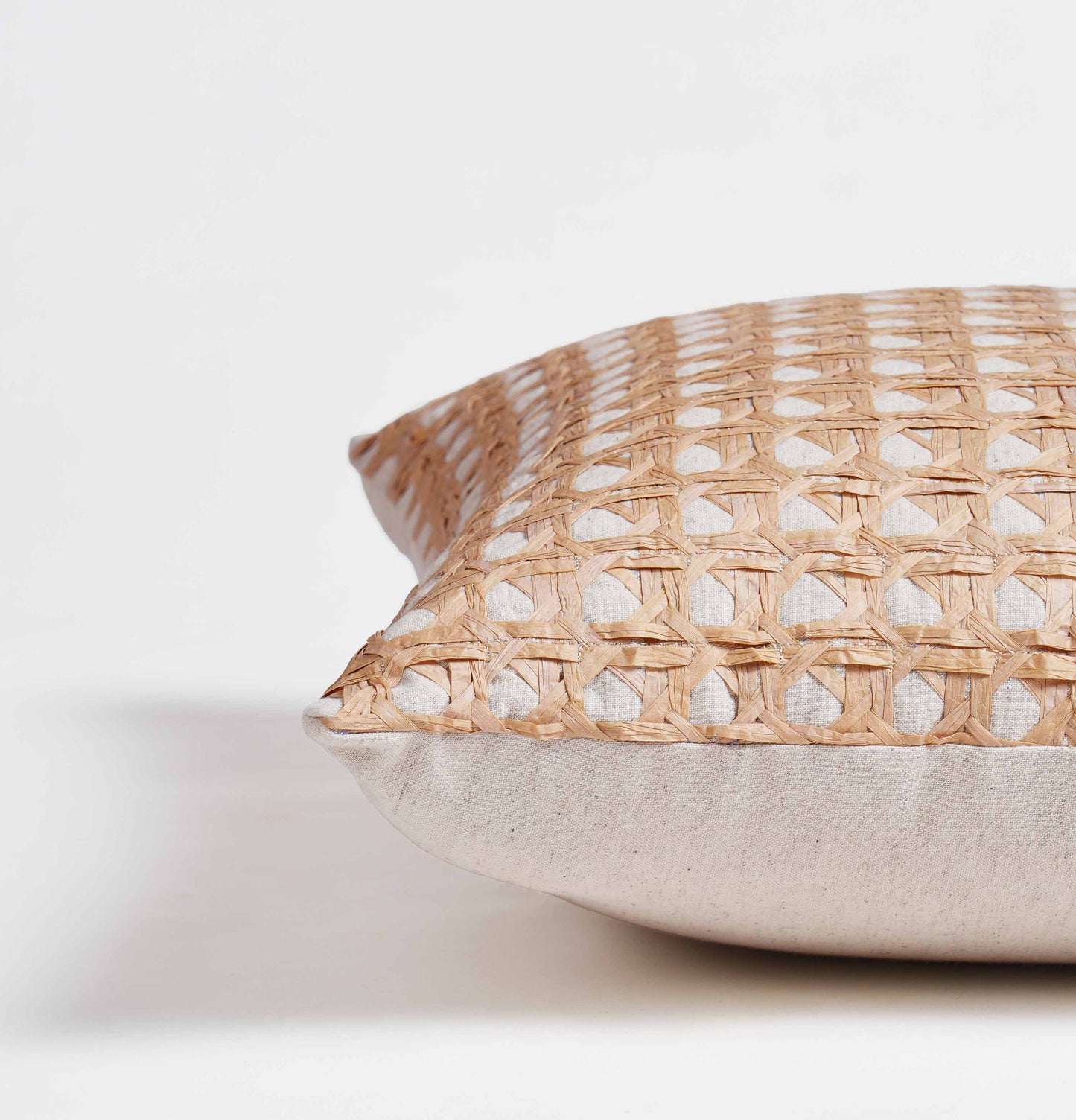 PURE ELEMENTS - Luxury Hand-Interlaced Faux Raffia Pillow Cover – 18x18 inches - monotone
