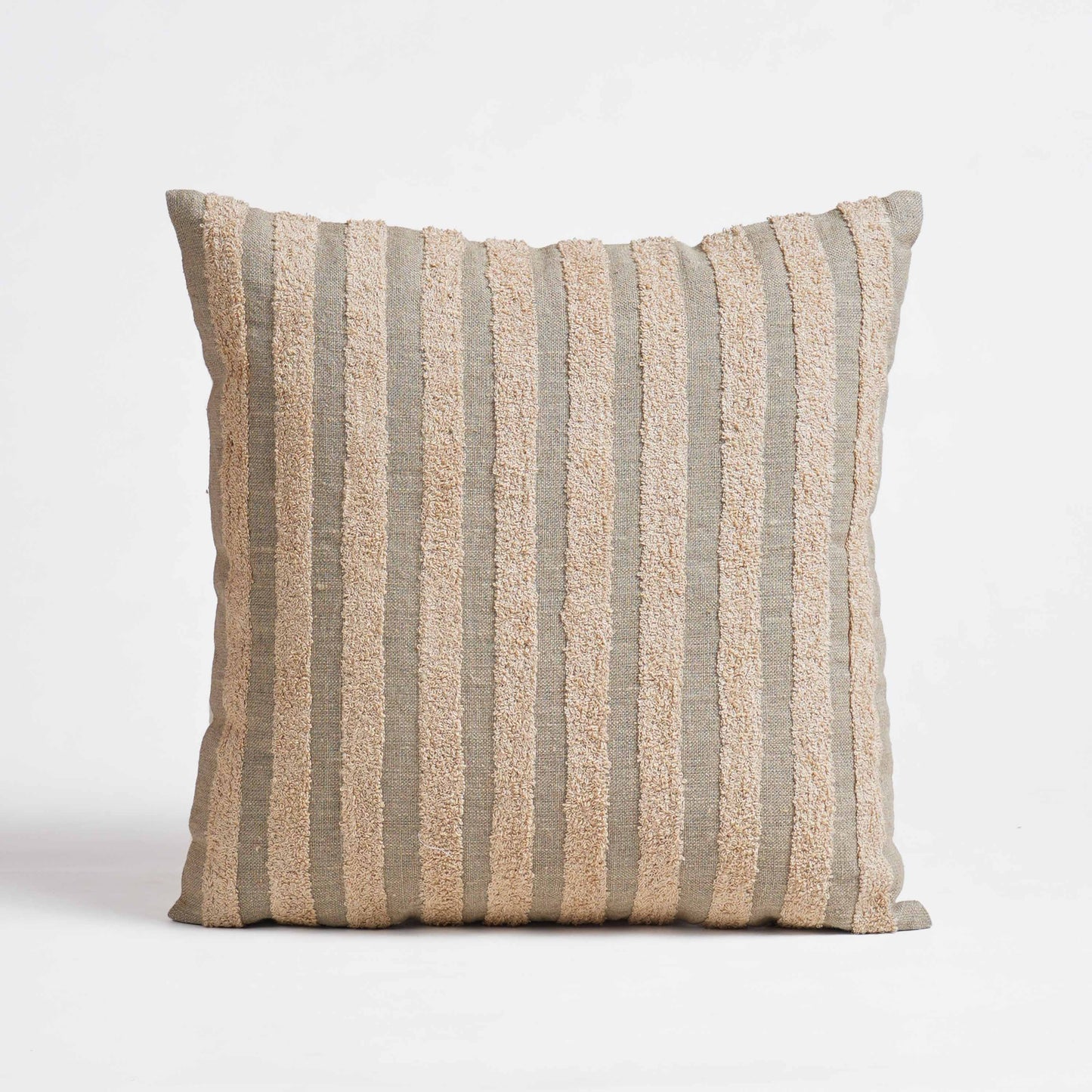 PURE ELEMENTS - Pure Linen Pillow Cover with Scandinavian Stripe Aari Embroidery – 18x18