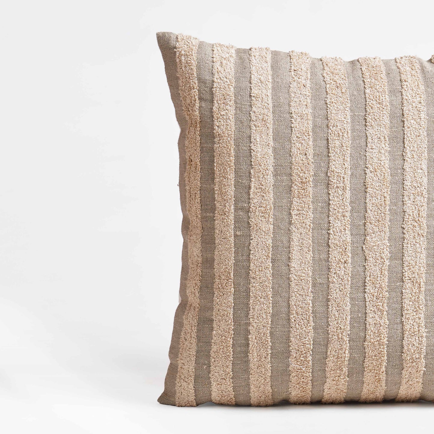 PURE ELEMENTS - Pure Linen Pillow Cover with Scandinavian Stripe Aari Embroidery – 18x18