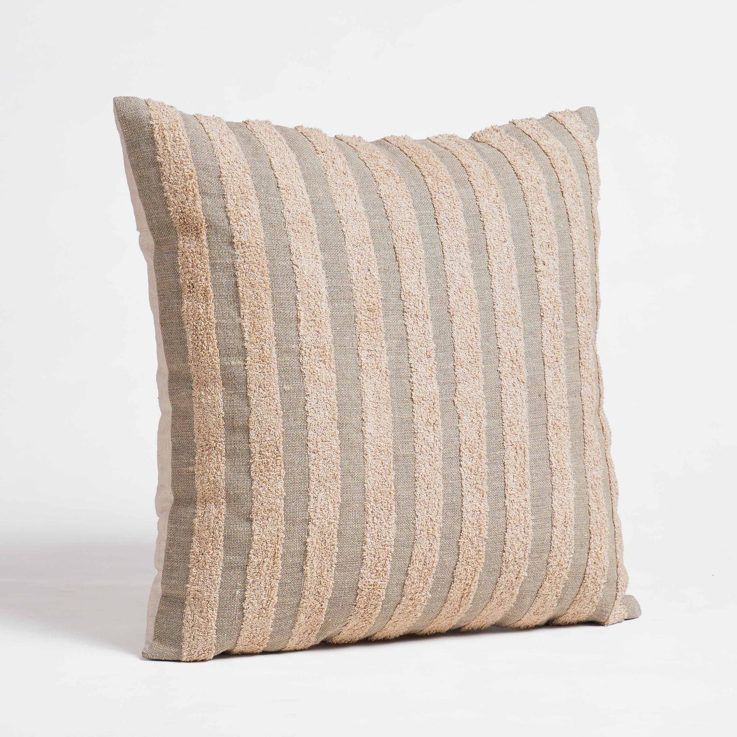 PURE ELEMENTS - Pure Linen Pillow Cover with Scandinavian Stripe Aari Embroidery – 18x18