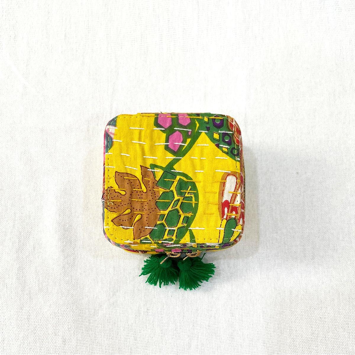 Kantha Yellow Square Jewellery Box