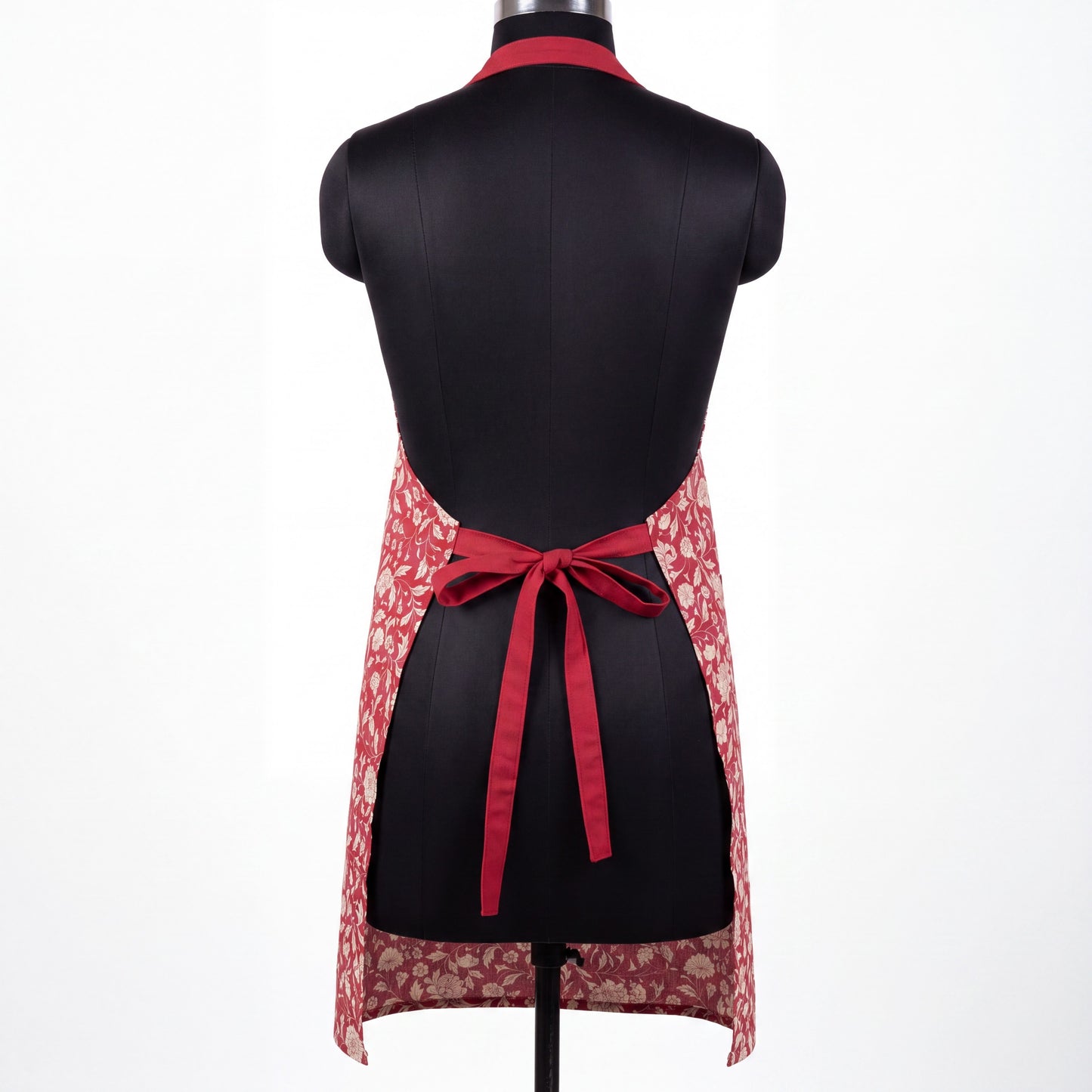 Kalamkari Marsala Cotton Kitchen Apron – Cream Floral Print | Full Apron | 27×35"
