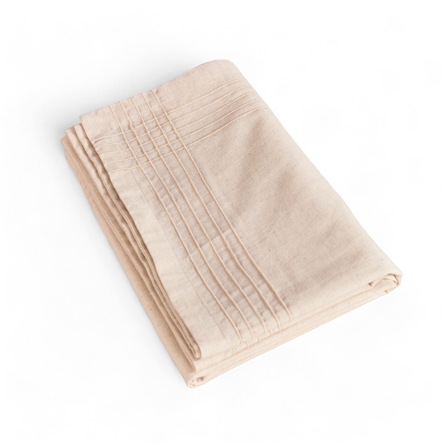 AMOUR - Solid Beige linen table cloth with pintuck border