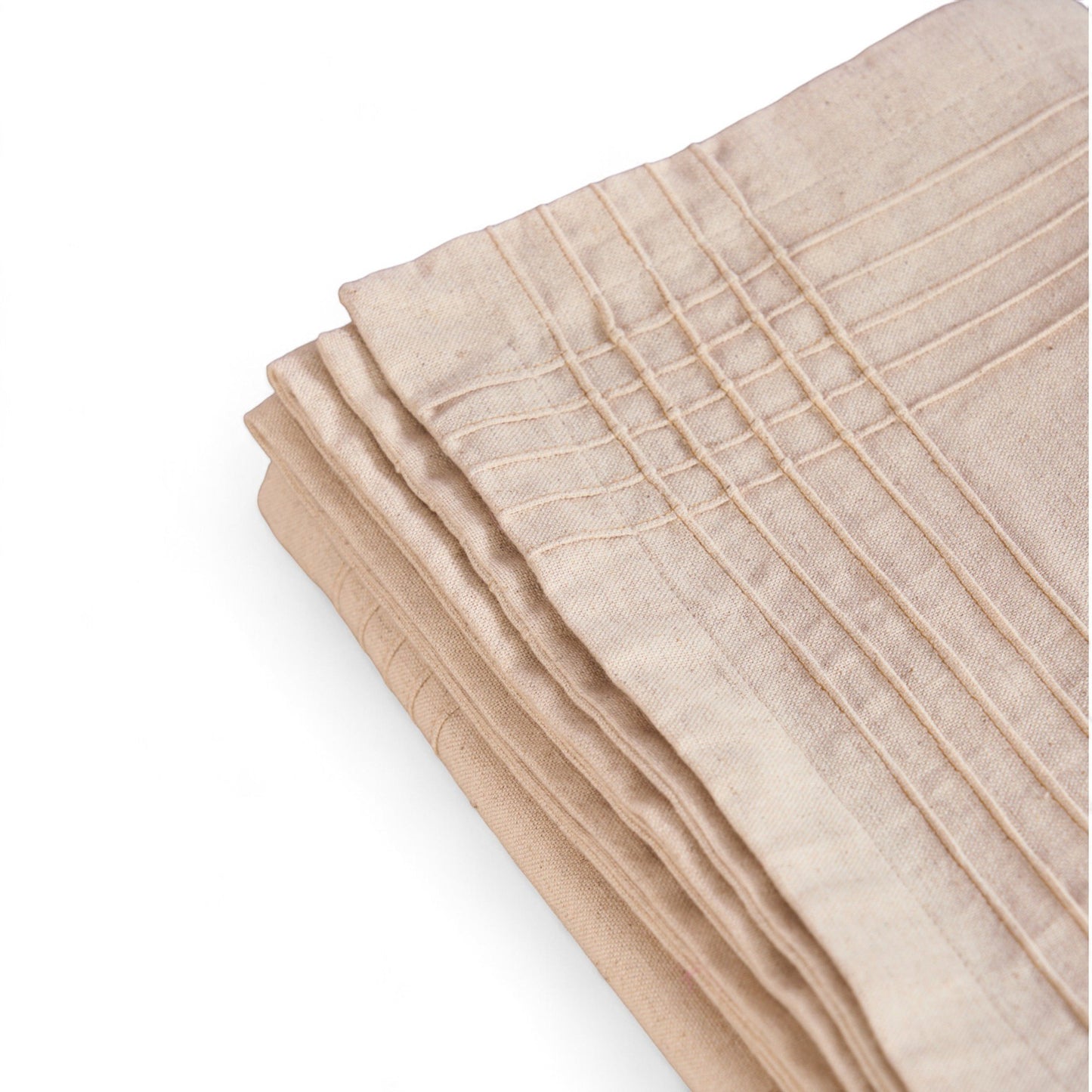 AMOUR - Solid Beige linen table cloth with pintuck border
