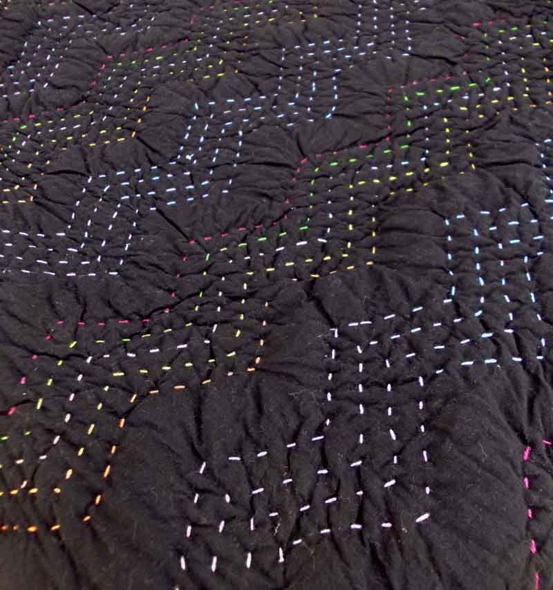 QUILT KANTHA - Black colour with chevron pattern quilting - sizes available
