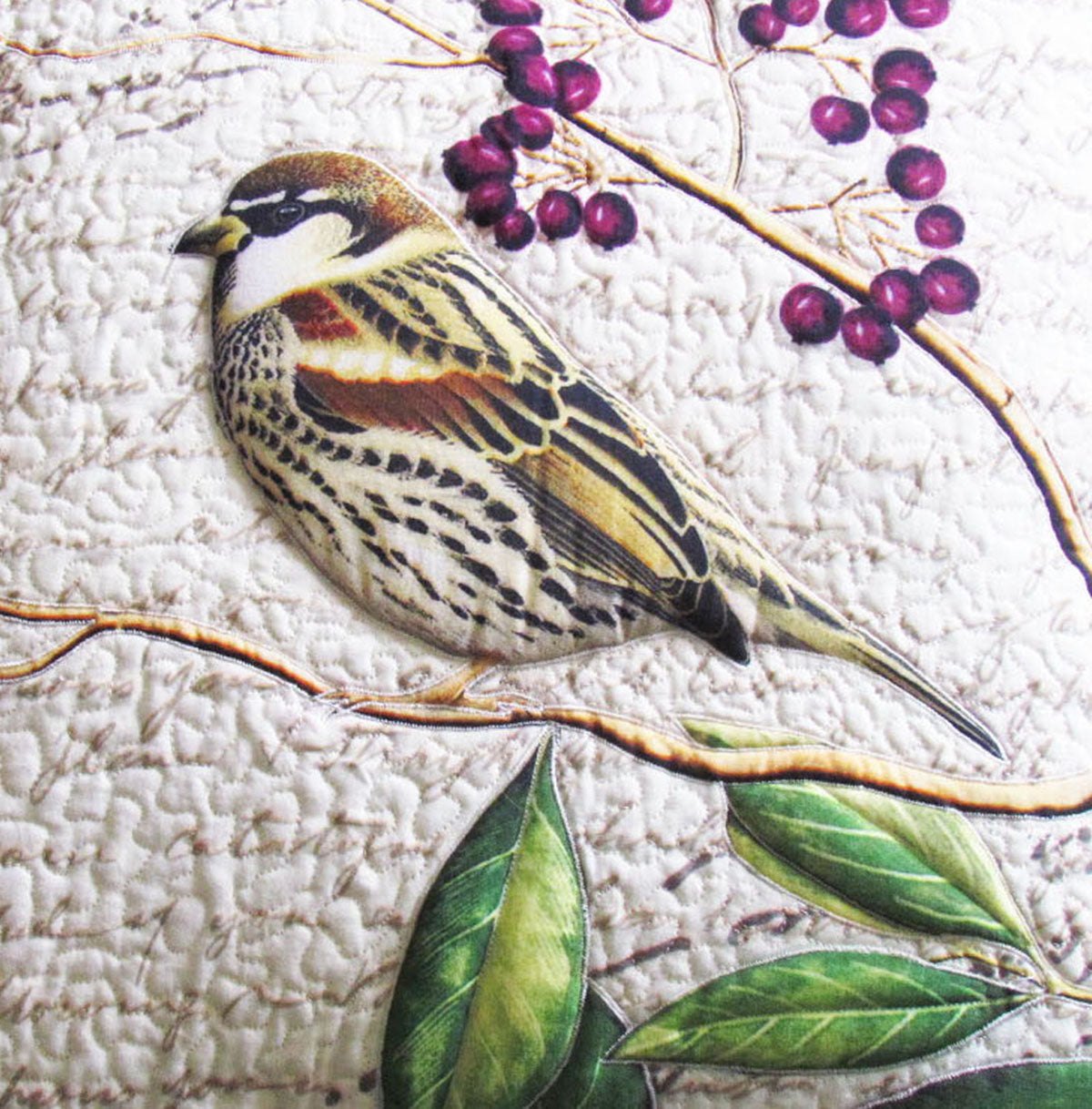 Sparrow with flower Cushion Cover