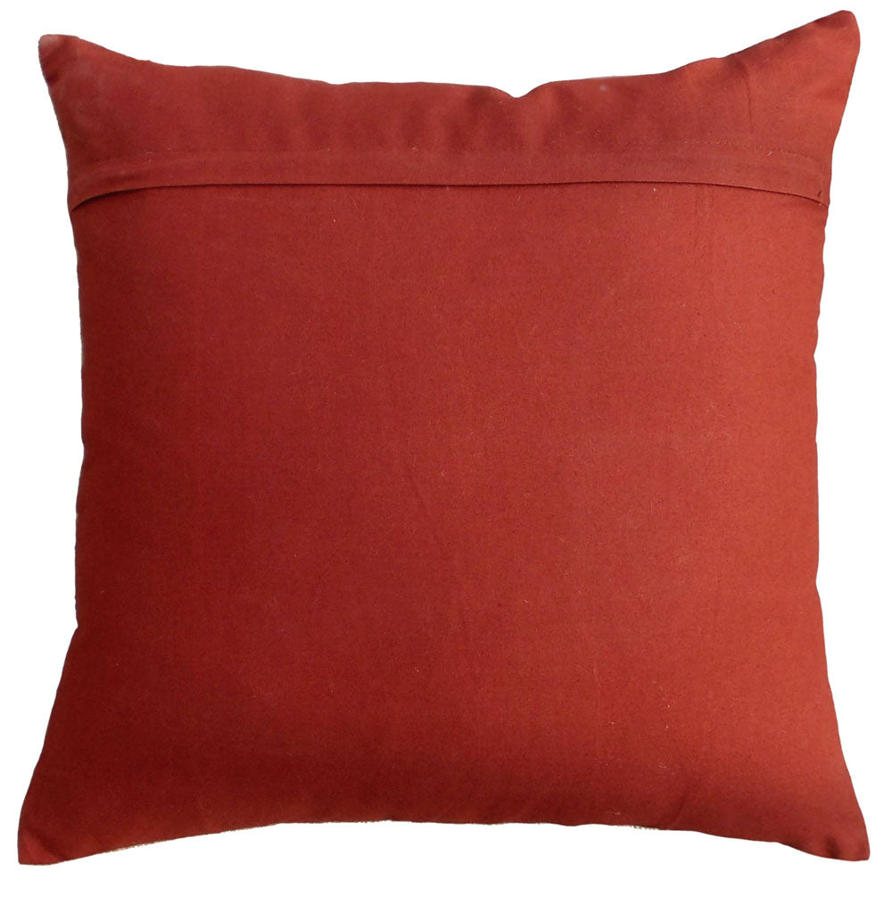 GONDAL ART Linen pillow cover, deer motif, appliqued and embroidered pillow, size 16X16 inches