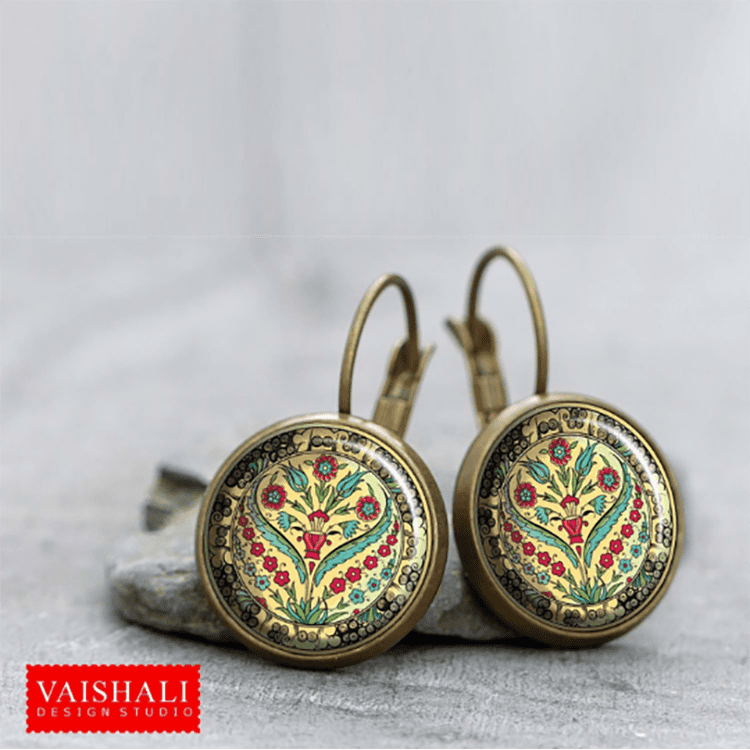 Persian circles , Digital Print download, 1.5 & 0.75 inch diameter, 2 sheet, pendants, ring, magnets, bezel trays,earring