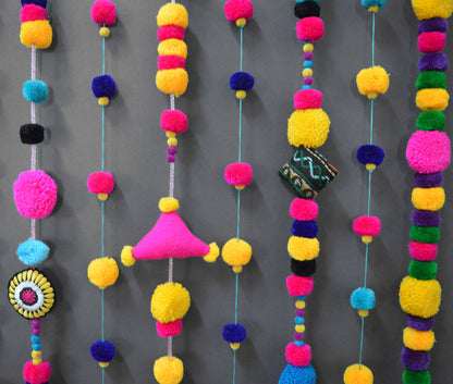 Wall art - tassel and Pompom garland wall hanging