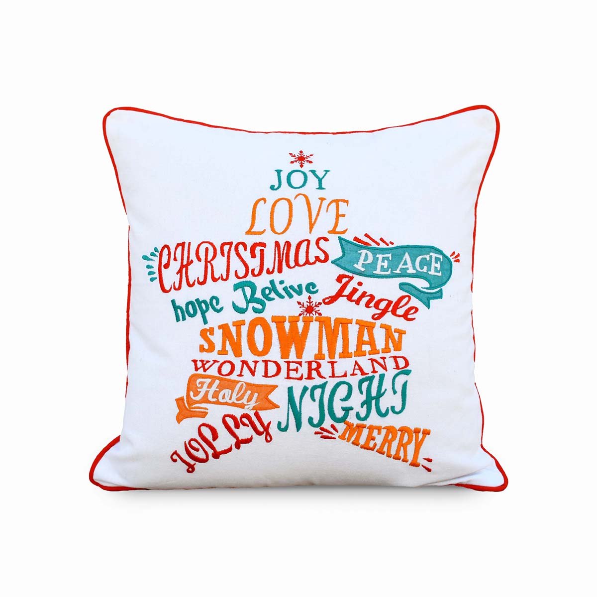 Christmas pillow cover, Star, geometrical, embroidered cushion cover