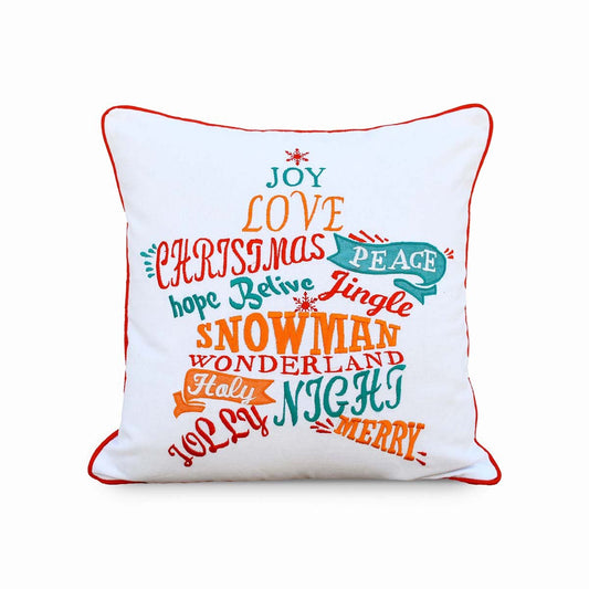 Christmas pillow cover, Star, geometrical, embroidered cushion cover
