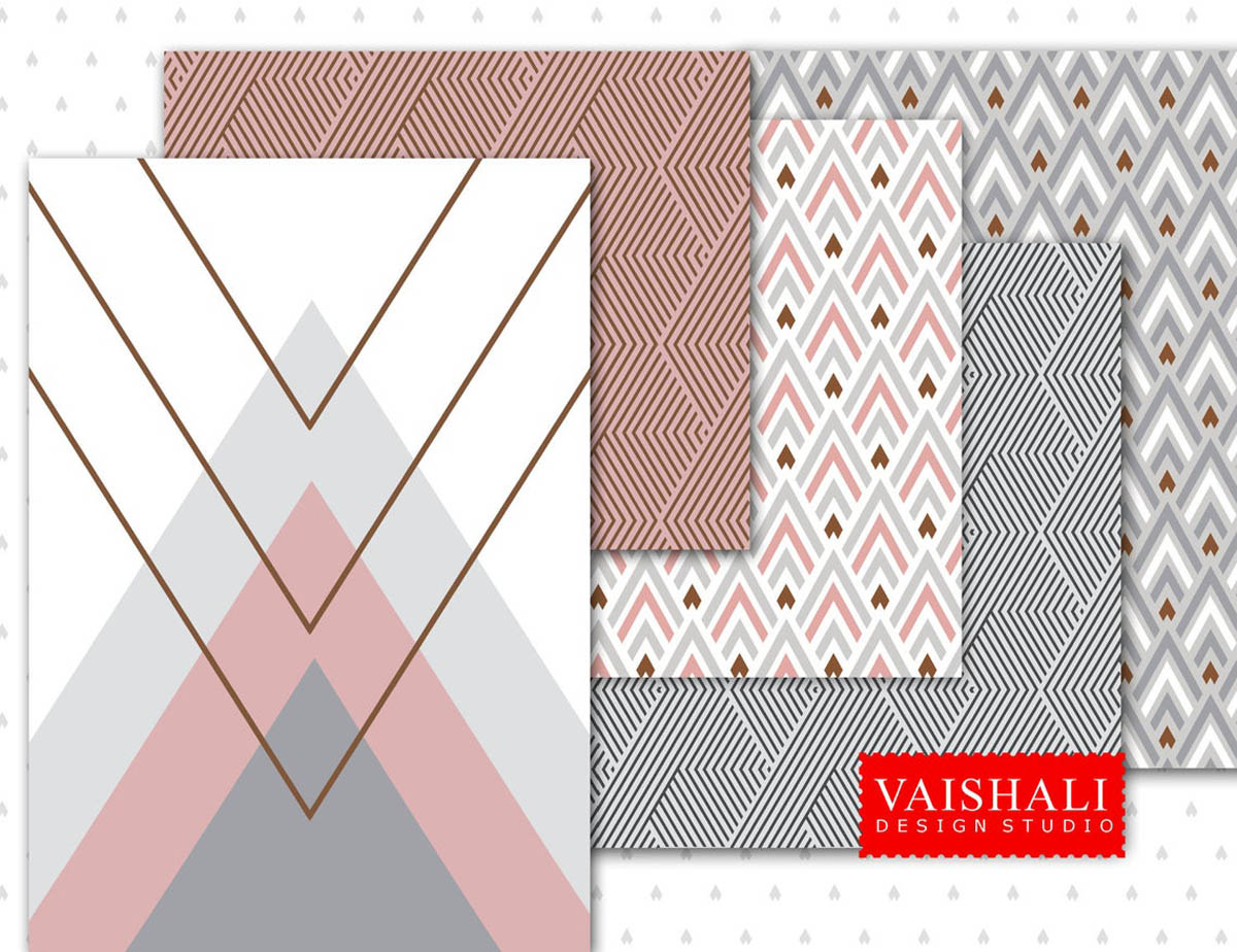 Geometrical patterns, pastel colours, geometrical, seamless pattern, 5 sheets, digital print downloads