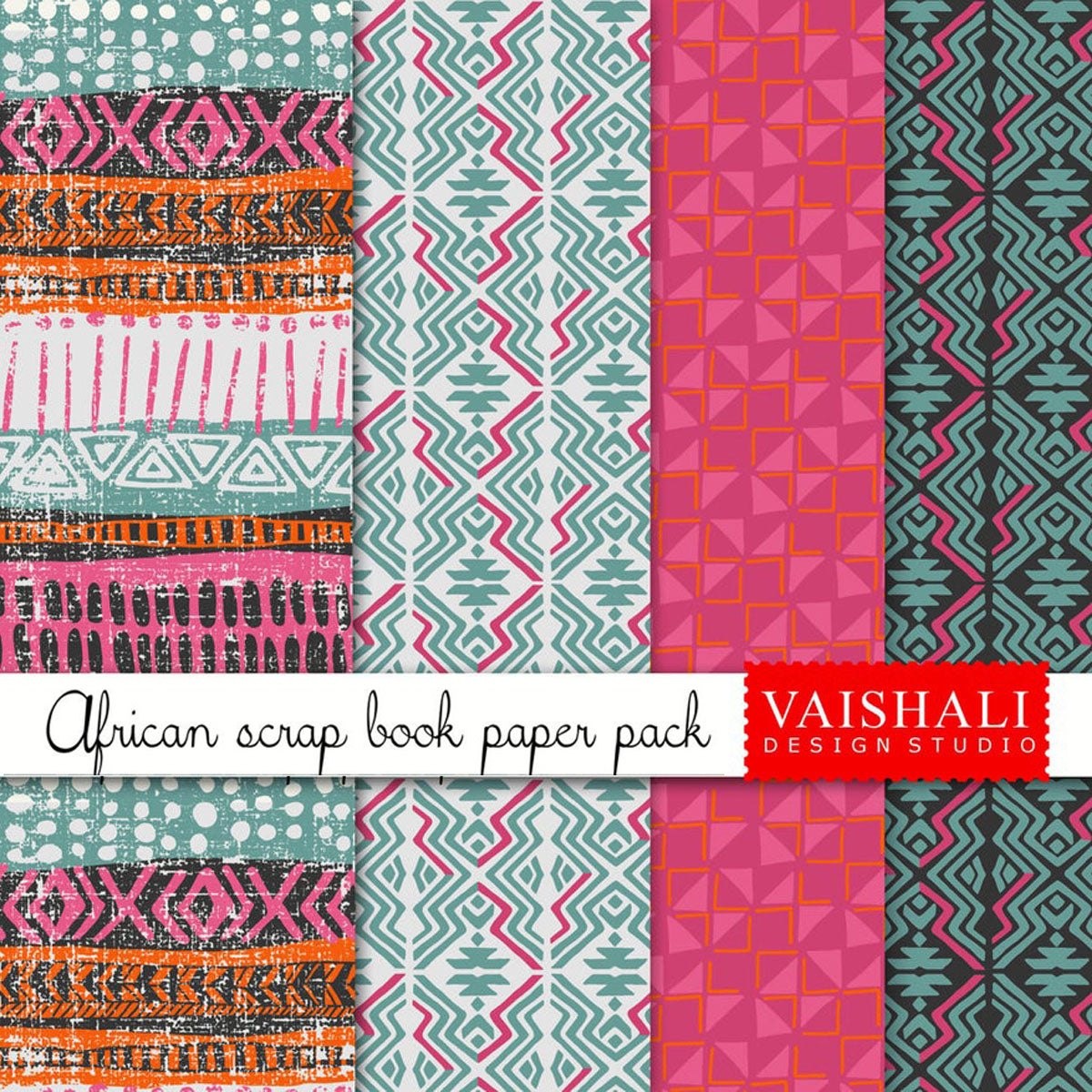 African pattern, Digital print pack, 4 sheets