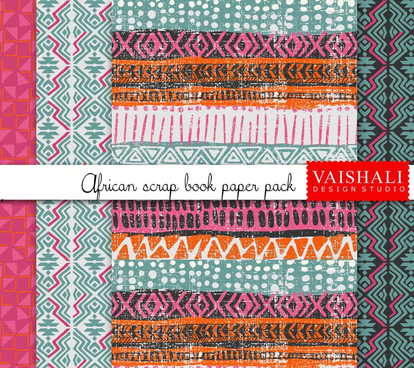 African pattern, Digital print pack, 4 sheets