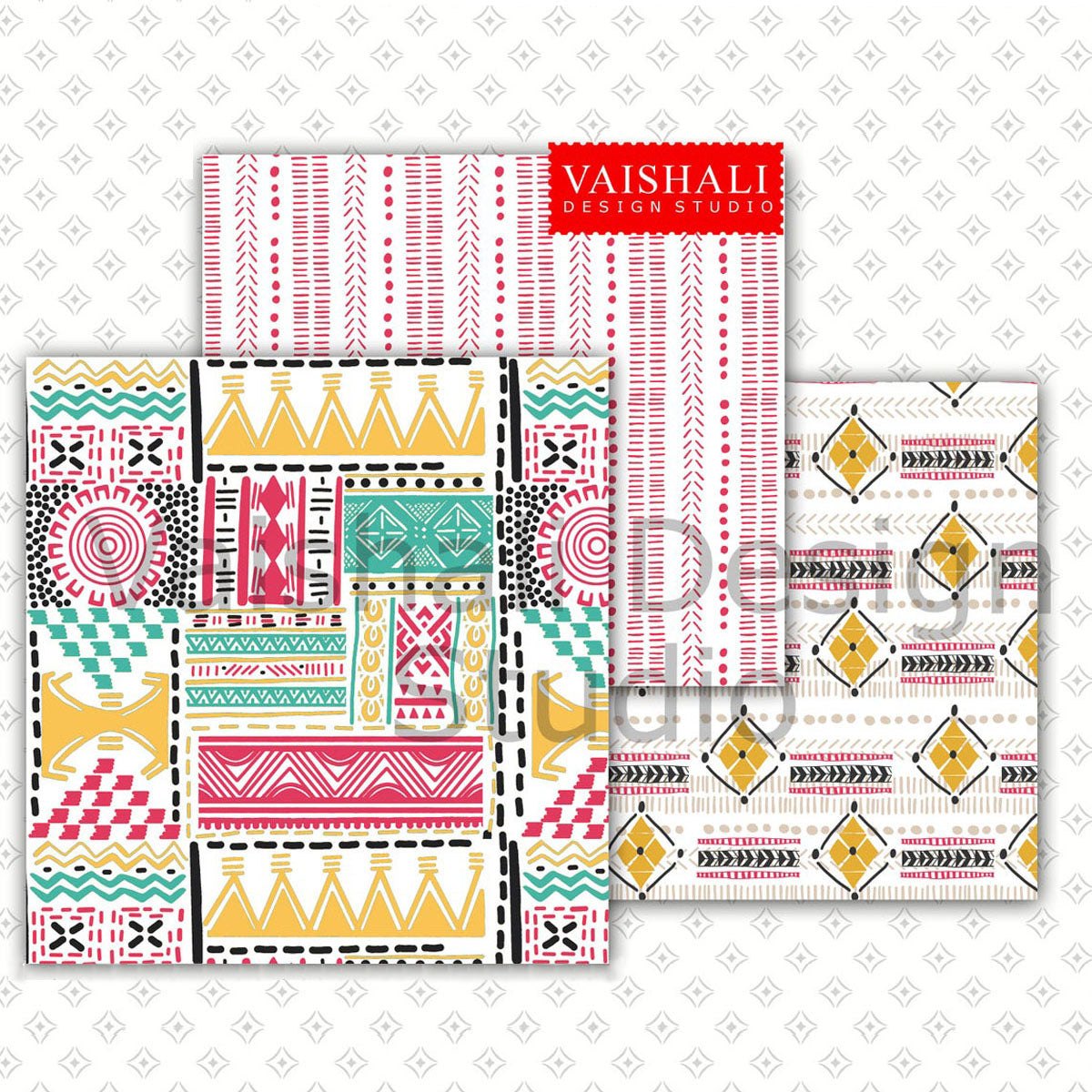 Tribal pattern, Digital print pack, 3 sheets