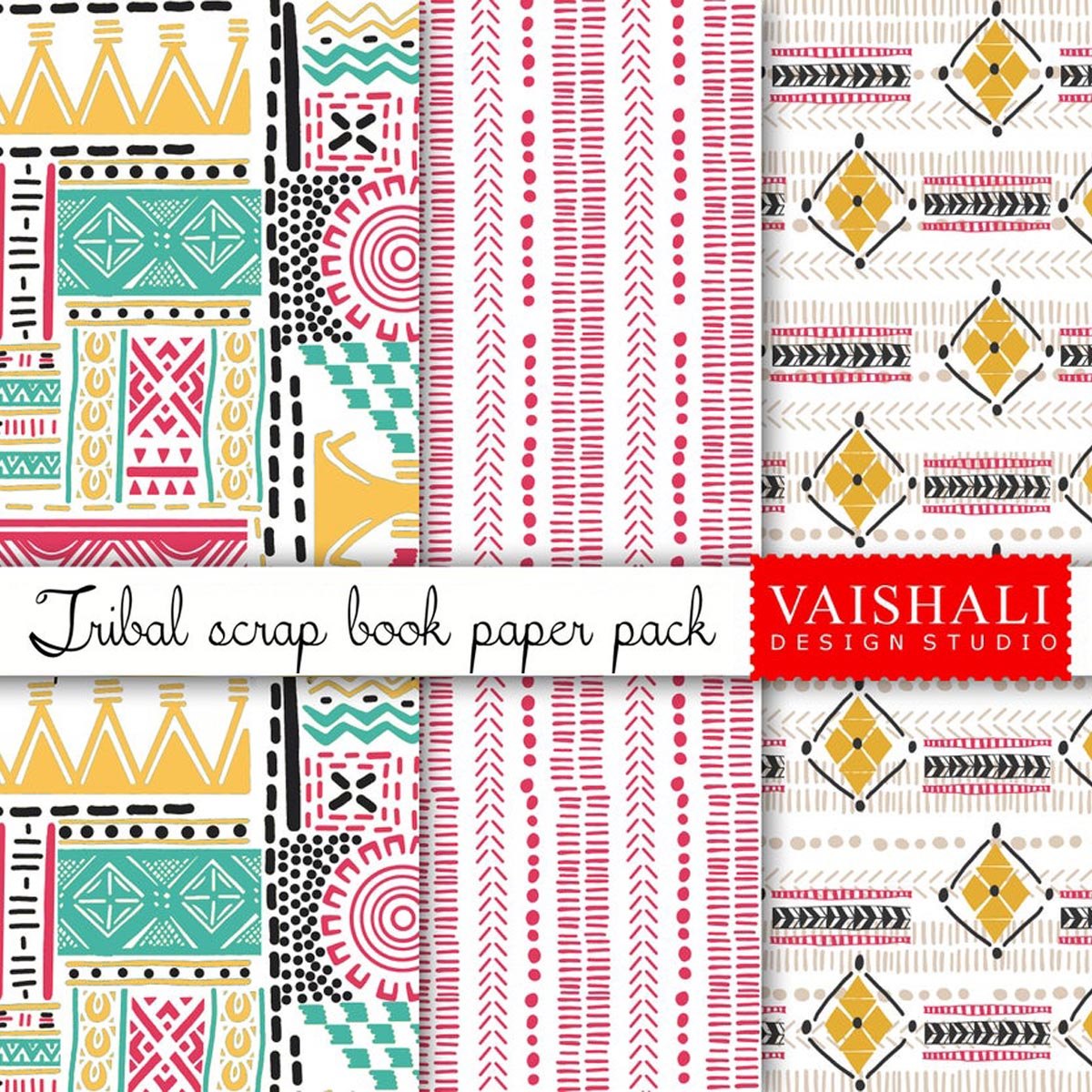 Tribal pattern, Digital print pack, 3 sheets