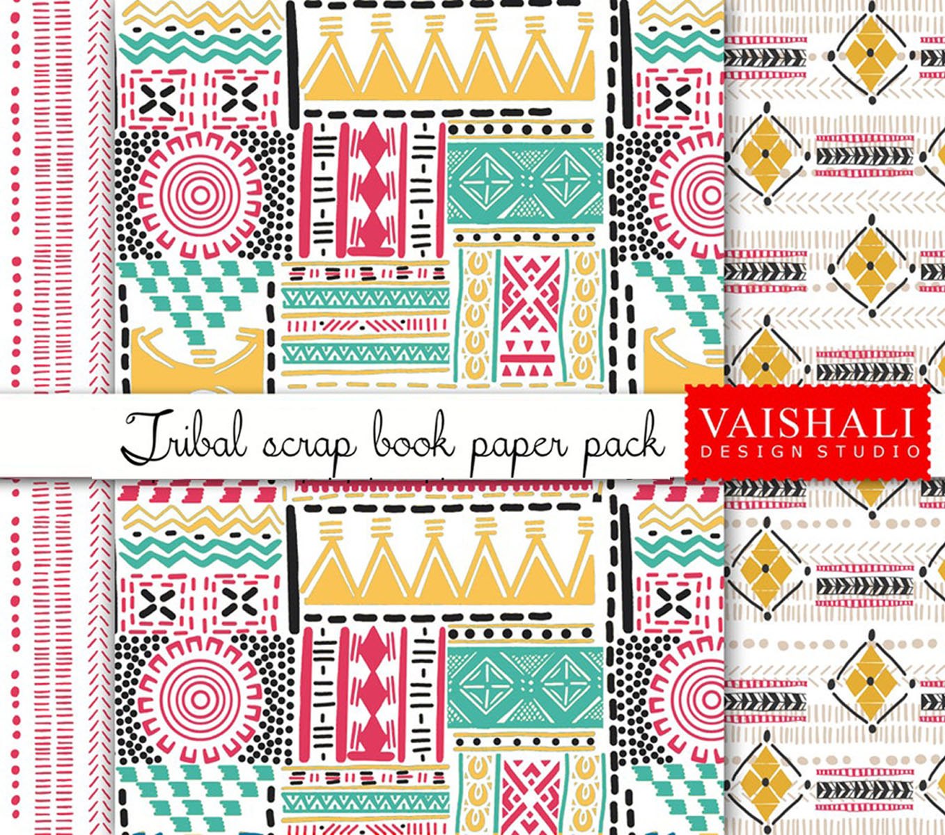 Tribal pattern, Digital print pack, 3 sheets