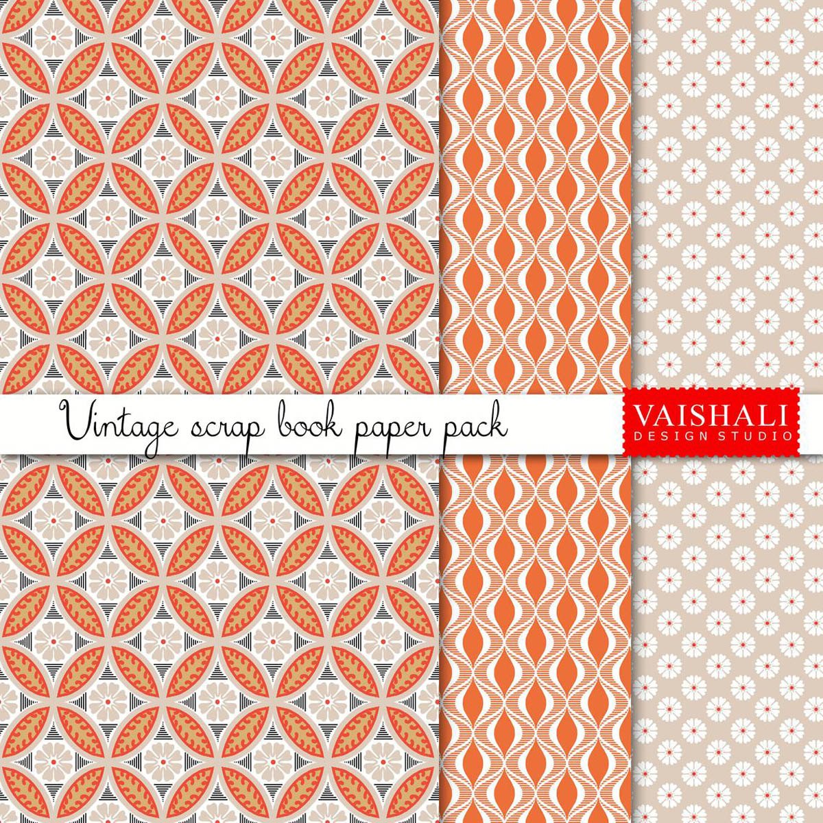 Vintage TILE prints,rust, neutral colour palette, 3 sheets, digital print downloads