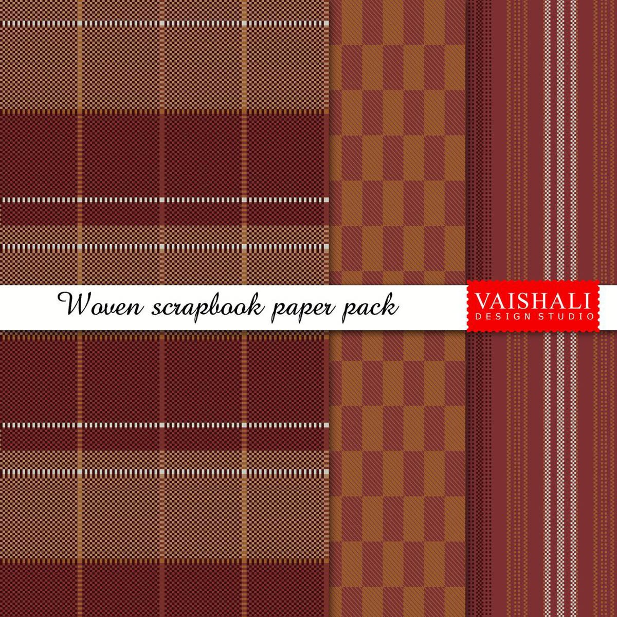 Woven texture coordinated prints set, 3 sheets, digital prints