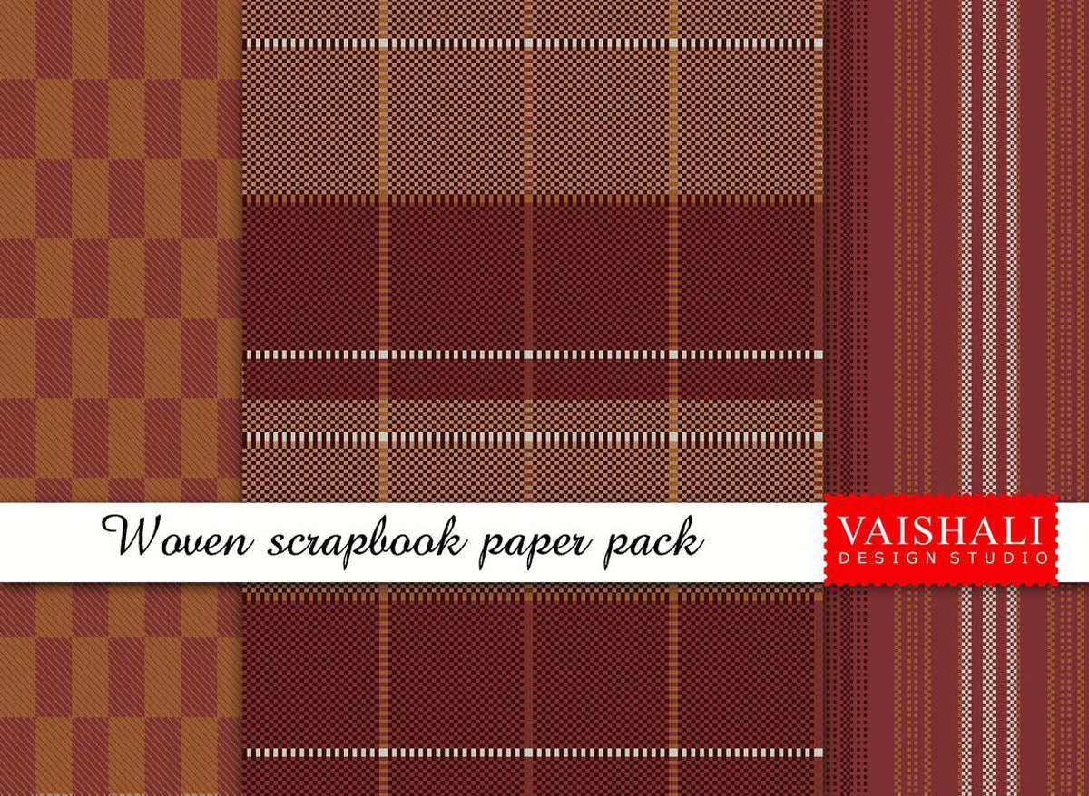 Woven texture coordinated prints set, 3 sheets, digital prints
