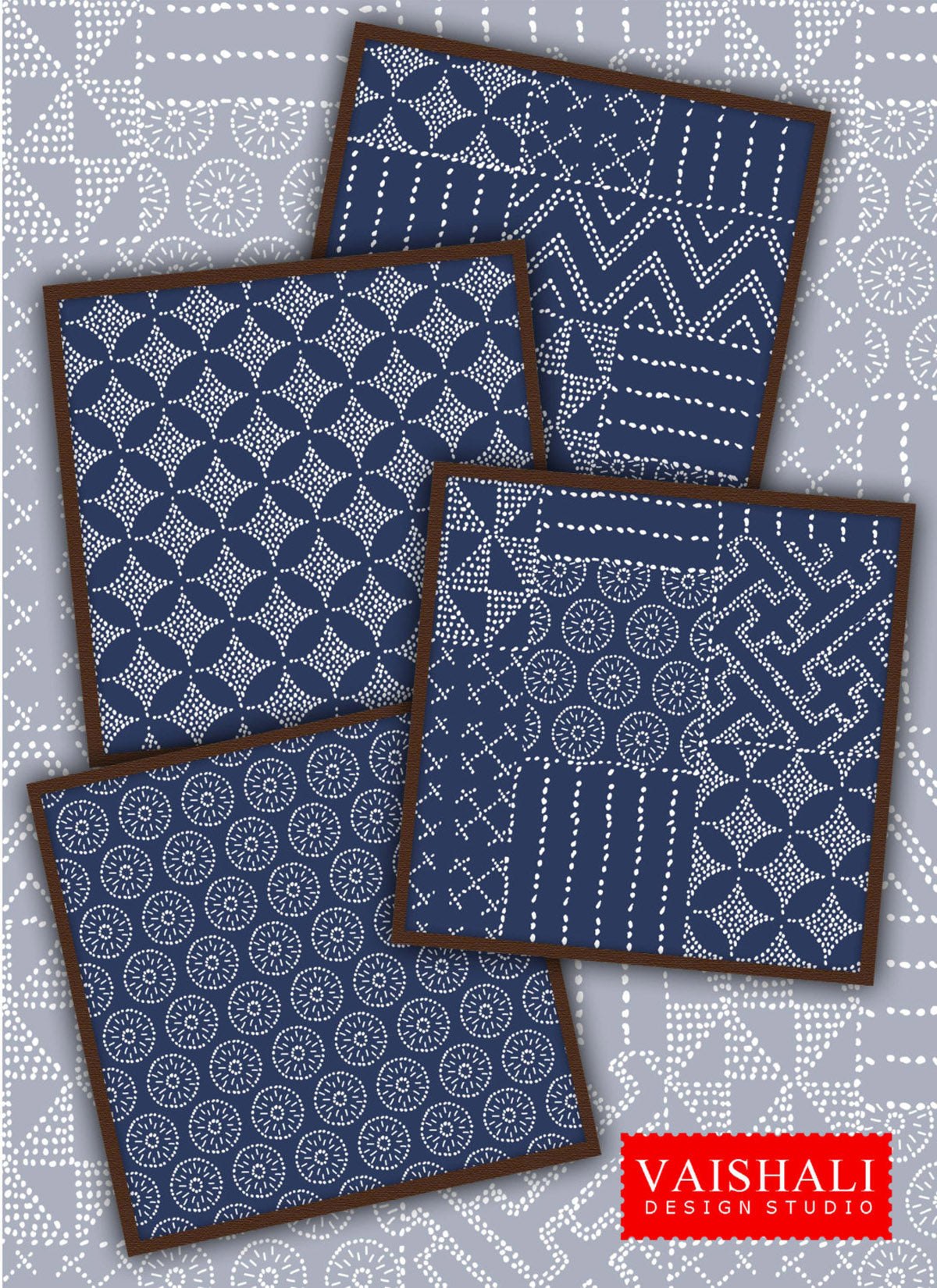 Hamong print, printable coasters, set of 4 designs, 3.8" x 3.8"