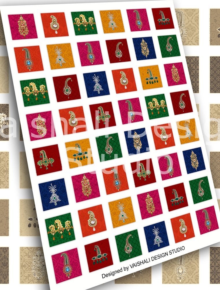 Maharaja jewels oblong pendants, square digital downloads, 1X1inch