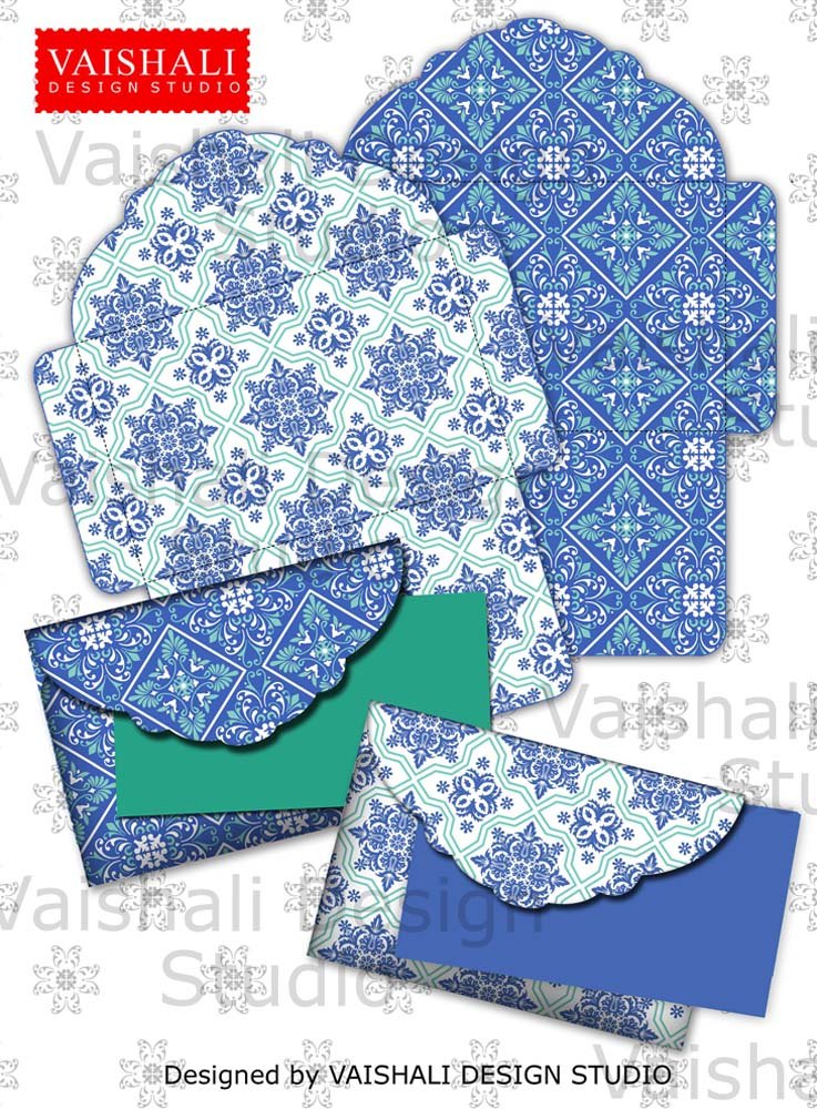 Envelope printables, tile pattern, template size 5.7"X3.7"