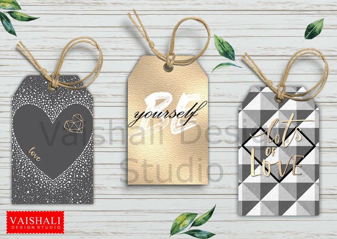 Valentine Gift Tags, Geometrical, Digital Print Download