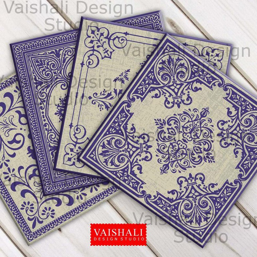 Vintage playing card, printable coasters, set of 4 designs, 3.8"X3.8"