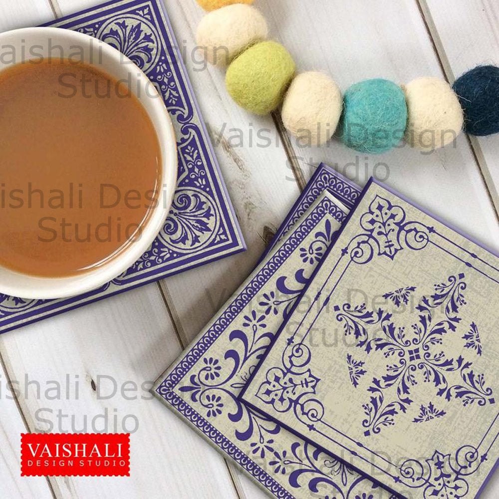 Vintage playing card, printable coasters, set of 4 designs, 3.8"X3.8"