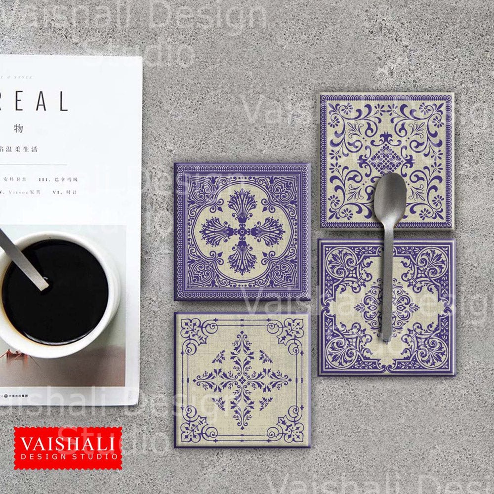Vintage playing card, printable coasters, set of 4 designs, 3.8"X3.8"