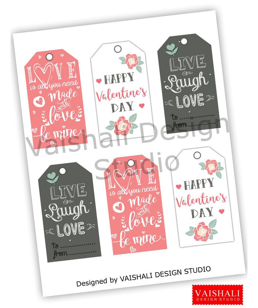 Valentine Gift Tags, chalkboard, Digital Print Download
