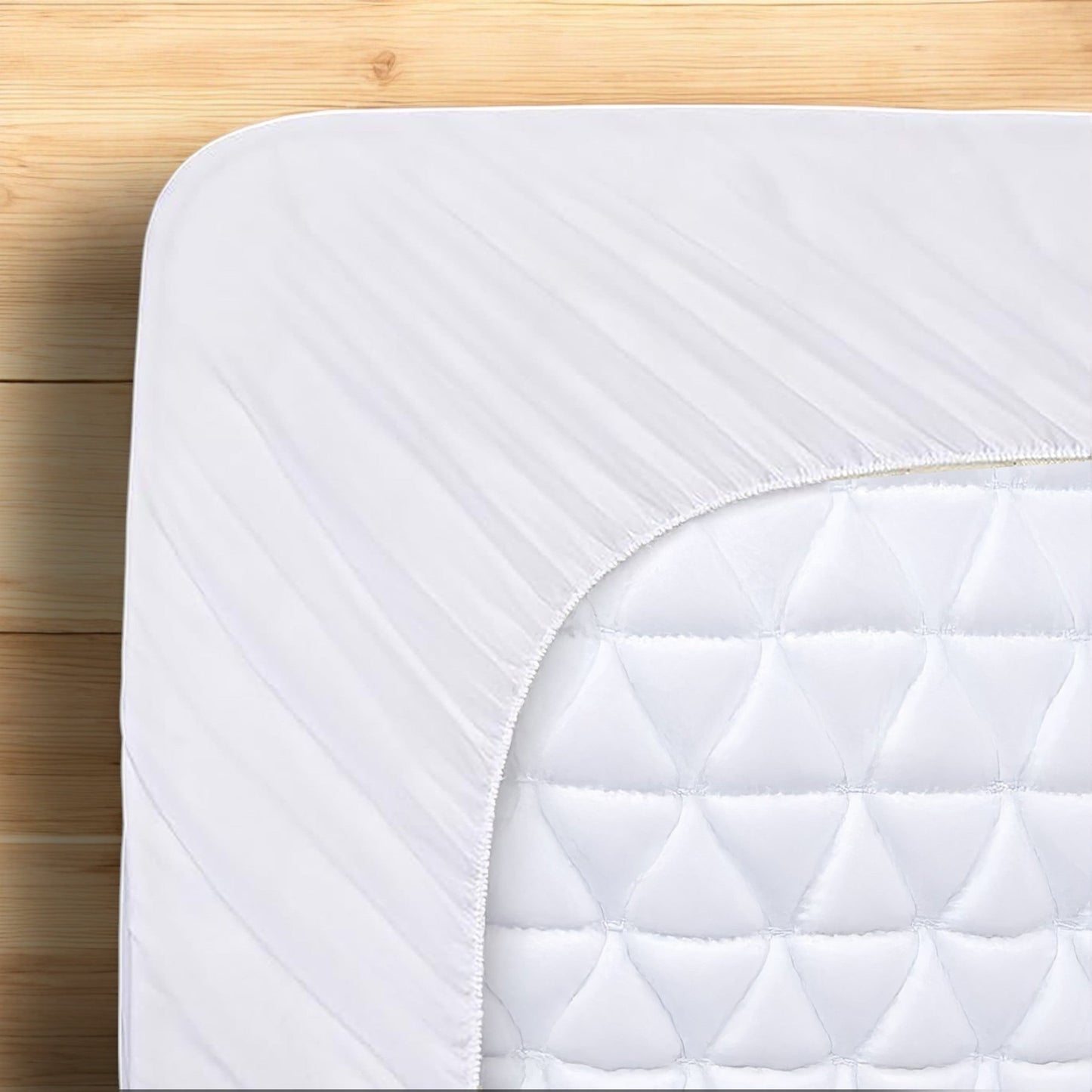 Quilted Mattress Protector, 100% cotton, white