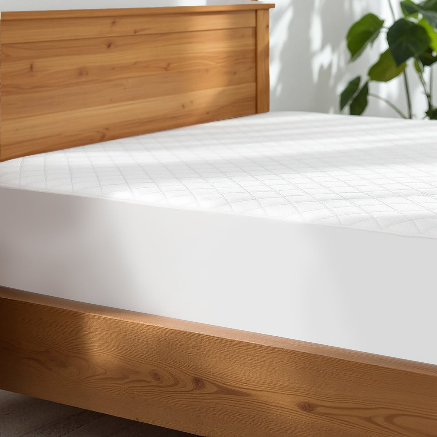 Quilted Mattress Protector, 100% cotton, white