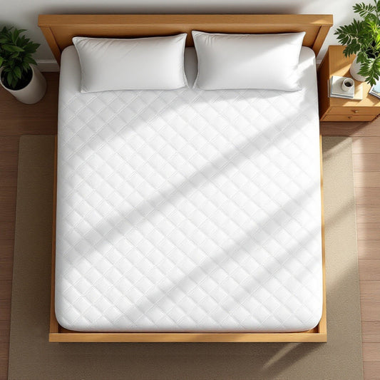 Quilted Mattress Protector, 100% cotton, white