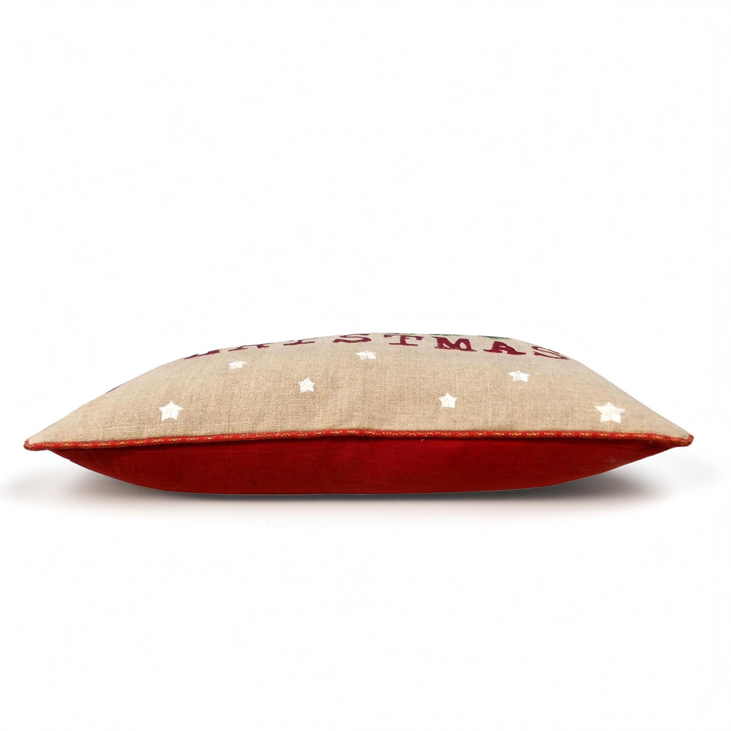 Merry Christmas cushion cover, linen and brocade pillow cover - Vliving