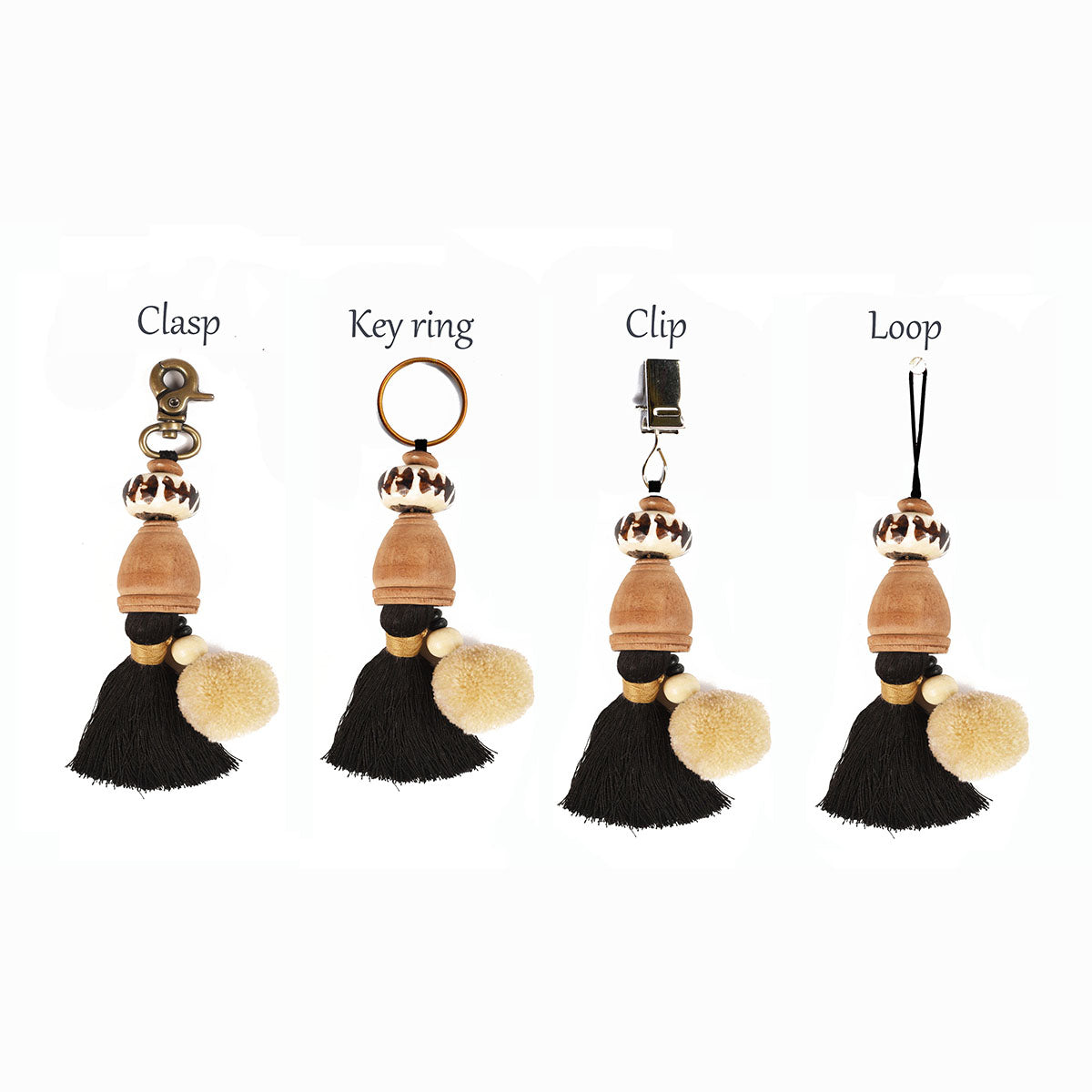 Tricolour tassel, handmade, boho charm, size 7.5 inches