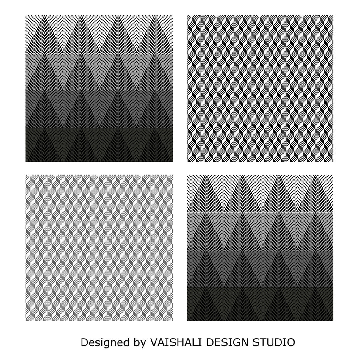 Woven texture, black & white printable coasters, set of 4 designs, 3.8"X3.8"