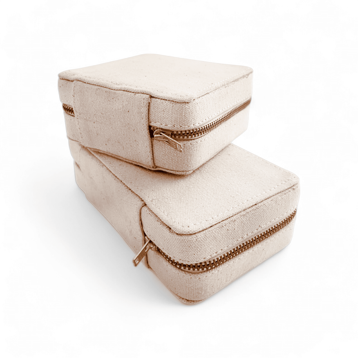 Natural Canvas Small Square box with 2 linen pouches