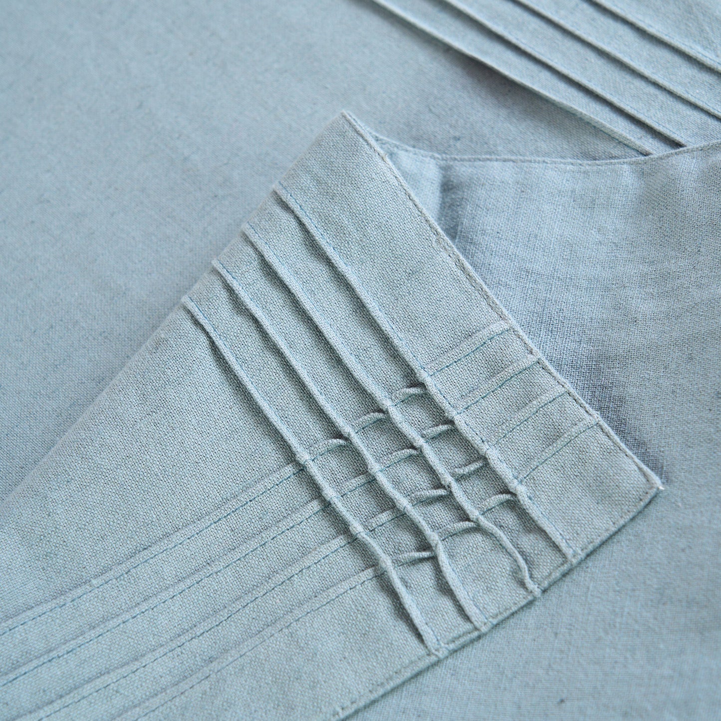 AMOUR - Solid Duck Egg linen cotton table runner with pintuck border, sizes available