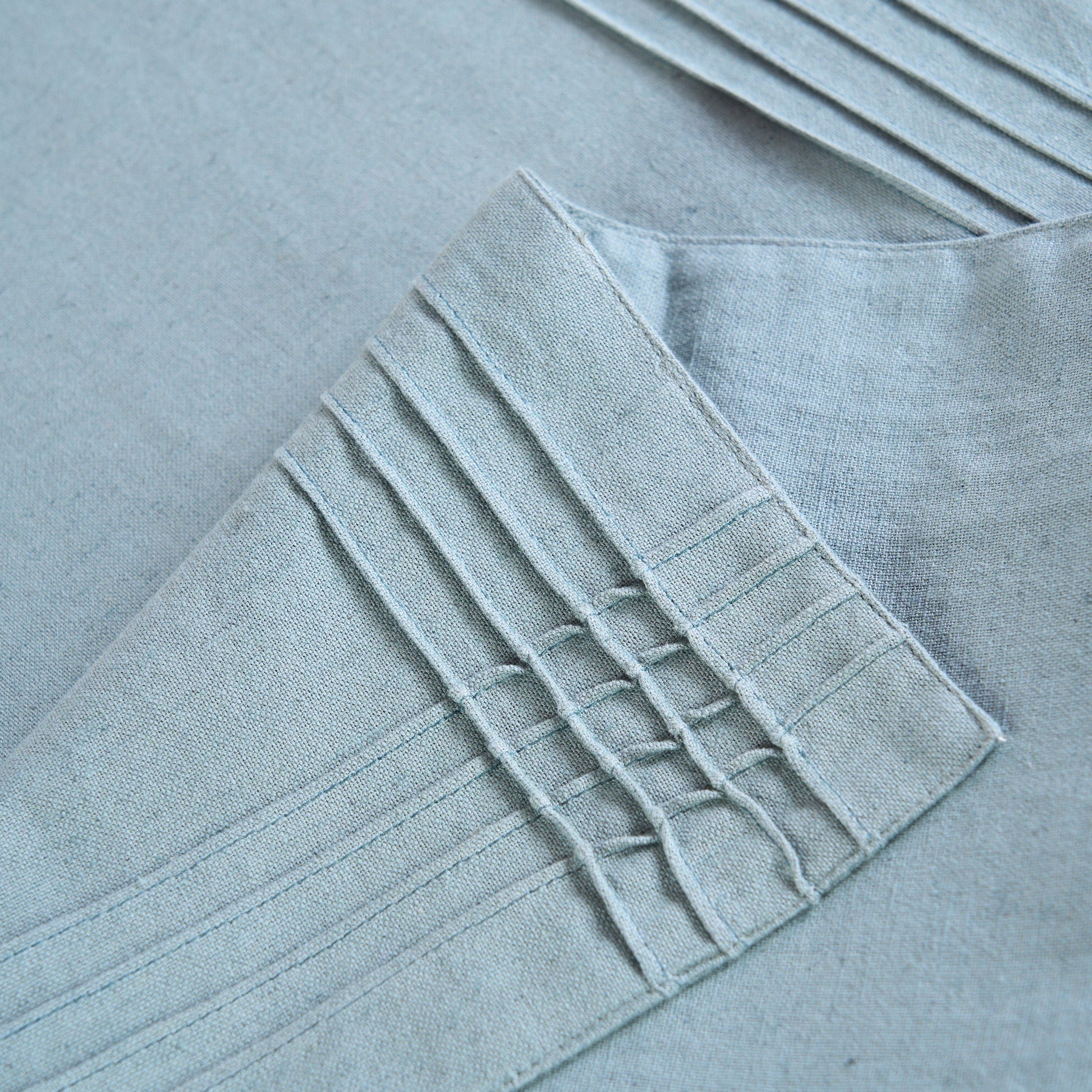 AMOUR - Solid Duck Egg linen cotton table runner with pintuck border, sizes available